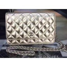 Replica Chanel mini Flap Bag Gold Cannage Pattern A8373 Silver JK253Xe44