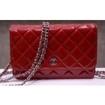 Replica Chanel mini Flap Bag Red Patent Leather A33814P Silver JK166rH96