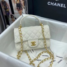 Replica CHANEL mini flap bag with top handle AS2431 White JK3440BJ25