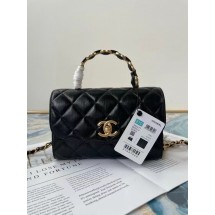 Replica Chanel mini flap bag with top handle AS2477 black JK3344Xe44