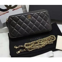 Replica Chanel mini Shoulder Bag Black Sheepskin Leather A7020 Gold JK32hD86