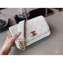 Replica Chanel small flap bag Lambskin & Gold-Tone Metal AS2052 white JK3816Jw87