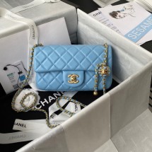 Replica Chanel small Flap Bag Original Sheepskin Leather AS1787 sky blue JK2368sA83