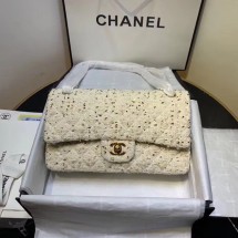 Replica CHANEL Tweed Calfskin -Tone & Gold-Tone Metal AS1112 white JK4426UD97