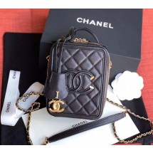 Replica Chanel vanity case Grained Calfskin & Gold-Tone Metal AS0988 black JK4584BB13