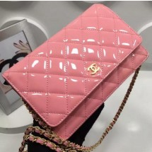 Replica Chanel WOC mini Flap Bag Patent Leather A33814P Pink JK154Ix66