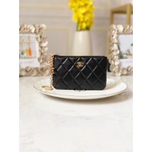 Replica Chanel zipped wallet Goatskin AP31504-4 Black JK1161DY71