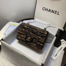 Replica Designer CHANEL Tweed Calfskin -Tone & Gold-Tone Metal 1116 black JK4528Bb80