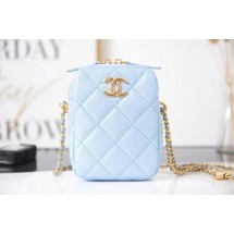 Replica Fashion Chanel mini Shoulder Bag Grained Calfskin AS2857 light blue JK3008yI43