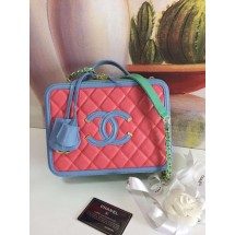 Replica Fashion Chanel vanity case Grained Calfskin & gold-Tone Metal A93344 Pink&Green&blue JK4833yI43