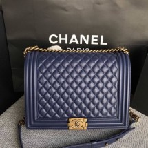 Replica Top Boy Chanel Flap Shoulder Bag Blue Original Sheepskin Leather A67087 Gold JK5432ll80