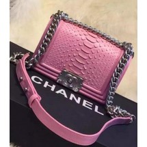 Replica Top Chanel Boy Flap Shoulder Bag Python Leather A66094 Pink JK620Vx24