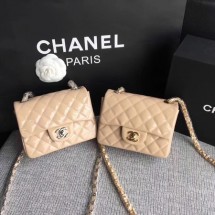 Replica Top Chanel Classic Flap mini Bag Original Leather A1115 Apricot JK5536Vx24