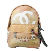 Top Chanel Graffiti Printed Canvas Backpack A92353 Apricot JK1103lE56