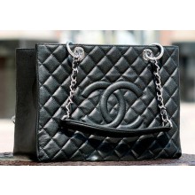 Best Quality Imitation Chanel Classic Coco Bag Black GST Cannage Pattern A50995 Silver JK474dK58