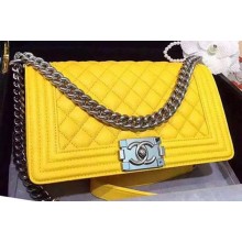 Best Replica Chanel Boy Flap Shoulder Bags Deer Skin Leather A67086 Yellow JK509zU69