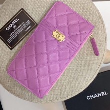 BOY CHANEL Calfskin Leather Card packet AP1482 Lavender JK1170uZ84