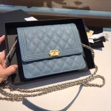 Boy chanel clutch with chain A84433 blue JK4856fH28