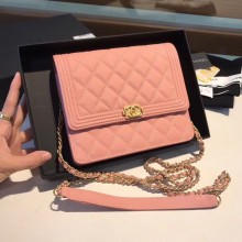 Boy chanel clutch with chain A84433 pink JK4859UF26