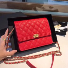 Boy chanel clutch with chain A84433 red JK4857Jz48