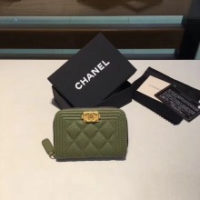 BOY CHANEL Coin Purse A80602 green JK1403UF26