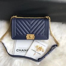 Boy Chanel Flap Bag Original Chevron Leather A67086V Blue JK3753TP23