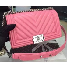 Boy Chanel Flap Bag Original Chevron Nubuck Leather A5708 Rose JK333vX33