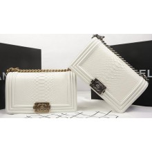 Boy Chanel Flap Bag Original Python Leather A67025 OffWhite JK759fc78