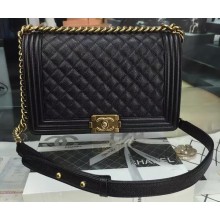 Boy Chanel Flap Bags Original Black Cannage Pattern A67088 Gold JK50Fh96