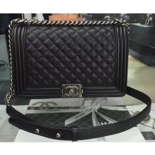 Boy Chanel Flap Bags Original Black Cannage Pattern A67088 Silver JK49Rk60