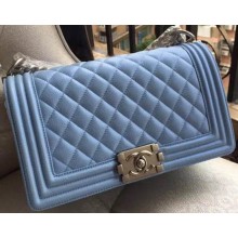 Boy Chanel Flap Shoulder Bag Blue Cannage Pattern A67086 Silver JK641lu18