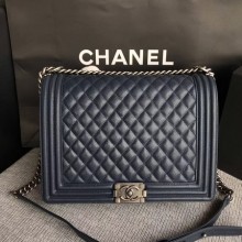 Boy Chanel Flap Shoulder Bag Blue Original Cannage Pattern A67087 Silver JK5443mm78