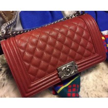 Boy Chanel Flap Shoulder Bag Cannage Pattern A67086 Burgundy JK783rJ28