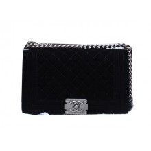 Boy Chanel Flap Shoulder Bag in Suede Leather A6016 Black JK1030oK58