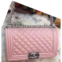 Boy Chanel Flap Shoulder Bag Original Sheepskin A64375 Pink JK640yC28