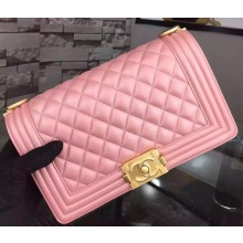 Boy Chanel Flap Shoulder Bag Pink Sheepskin Leather A67086 Gold JK597tL32