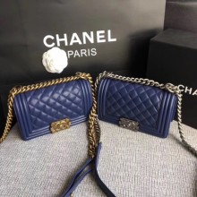 Boy Chanel Flap Shoulder Bag Sheepskin Leather A67085 Blue JK5602UM91