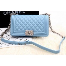 Boy Chanel Flap Shoulder Bag SkyBlue Sheepskin Leather A67086 Silver JK594ta99