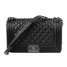 Boy Chanel Flap Shoulder Bags Black Original Cannage Pattern A67025 Silver JK992pB23