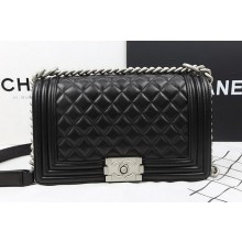 Boy Chanel Flap Shoulder Bags Original Lambskin A67025 Black JK855DI37