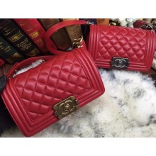 Boy Chanel Flap Shoulder Bags Sheepskin Leather A67085 Red JK791dV68