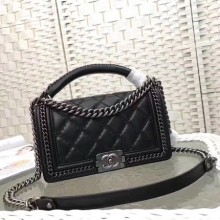 Boy Chanel Top Flap Bag Original Chevron Sheepskin A67085 Black JK5599Zw99