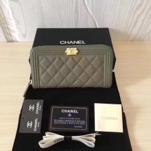 Boy Chanel Zip Around Wallet Cannage Pattern CHA5264 Green JK1456Lp50