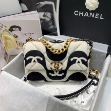 chanel 19 flap bag AS1160 black&white JK3436Hn31