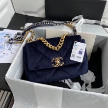 Chanel 19 flap bag velvet AS1160 Royal Blue JK3837sf78