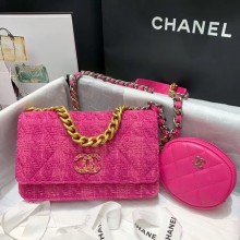 CHANEL 19 Flap Bag WOC 33817 rose JK4008Cw85