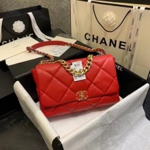 chanel 19 large flap bag AS1162 red JK3593rd58