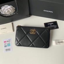 CHANEL 19 Sheepskin Original Leather Carry on bag AP1059 black JK3323tL32