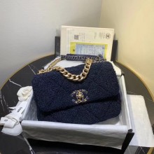 Chanel 19 wool flap bag AS1160 Royal Blue JK3881CD62