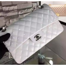 Chanel 2.55 Series Double Flap Bag White Original Patent Leather CF7024 Silver JK285va68